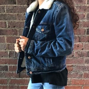 American Eagle Fur Lined Denim Jacket